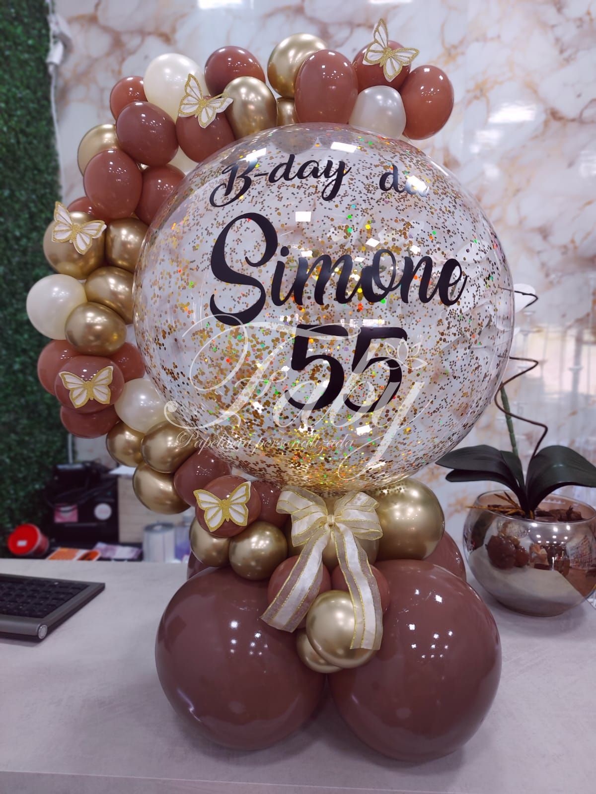 Arranjo de mesa Gliterizado com arquinho